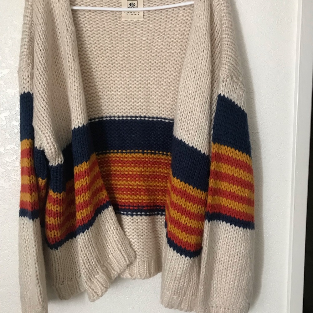 Striped Cream and Multicolor Sweater